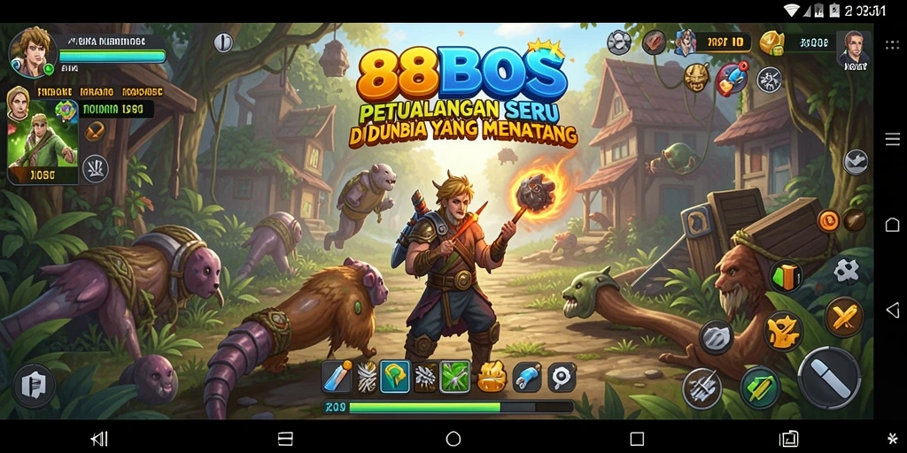Tangkapan layar menampilkan gameplay seru di 88BOS saat menjelajahi dunia petualangan.