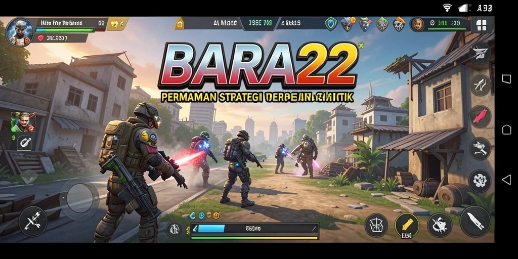 Tangkapan layar gameplay BARA22 yang menampilkan pertempuran strategis.