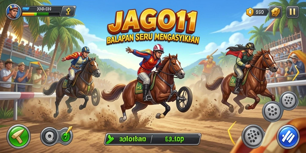 Screenshot JAGO11 menampilkan aksi balapan seru di trek menantang.
