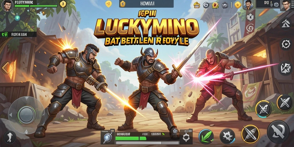 Tangkapan layar utama menampilkan aksi seru dalam gameplay Battle Royale.