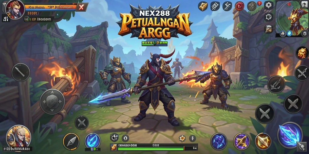 Tangkapan layar menampilkan pertempuran seru di dunia ARPG NEX288.