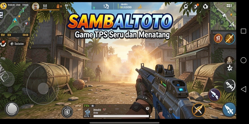 Screenshot SAMBALTOTO menampilkan aksi tembak-menembak yang intens.